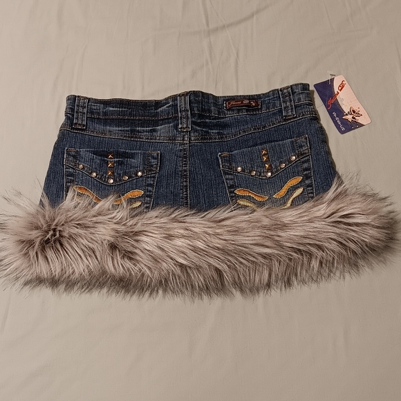 Custum Y2K Jeans D fur skirt - Picture 1 of 9